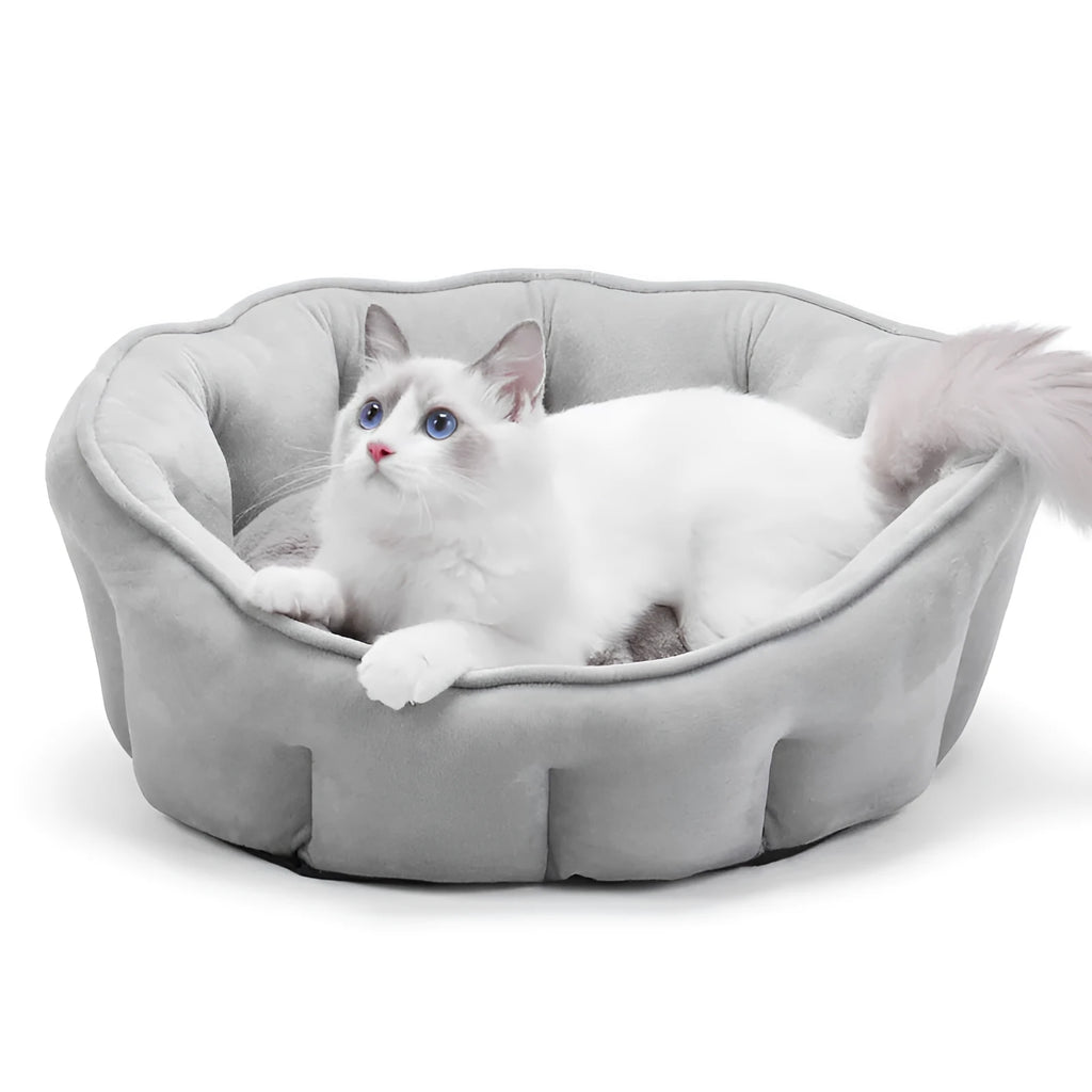 46cm cube cat kennel mat house with plush interior in grey, green, pink, or yellow colours