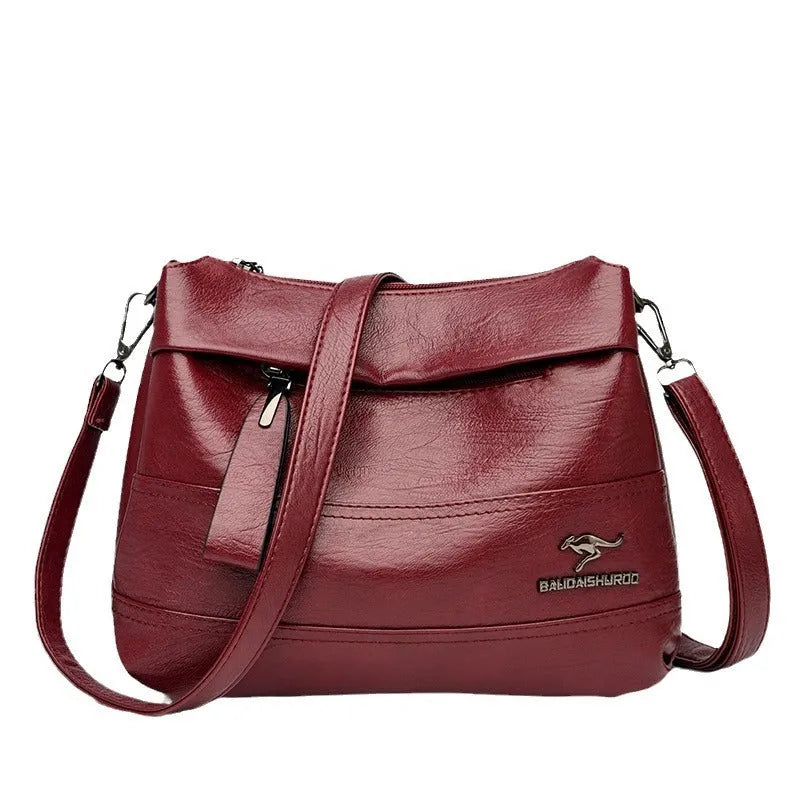 Soft PU leather shoulder messenger bag for women, urban simplicity style, multiple colours including black and yellow