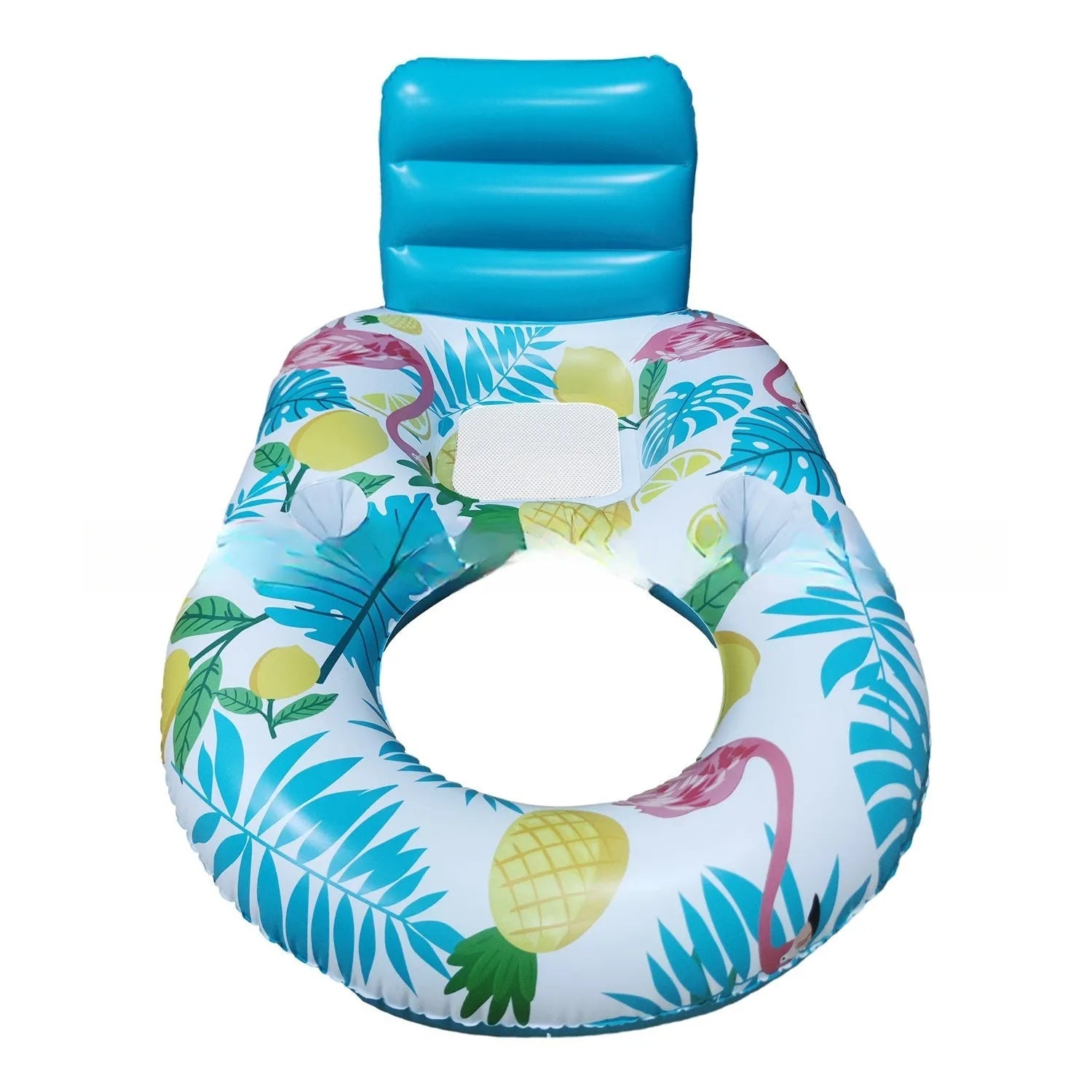 Inflatable luminous floating bed with backrest in swimming pool, white pineapple style, 140x90x65cm dimensions