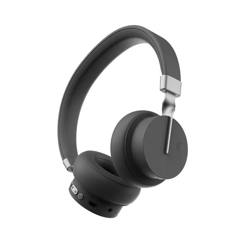 Head-mounted Bluetooth headset shown in solid green, black, red, blue, and white colour options.