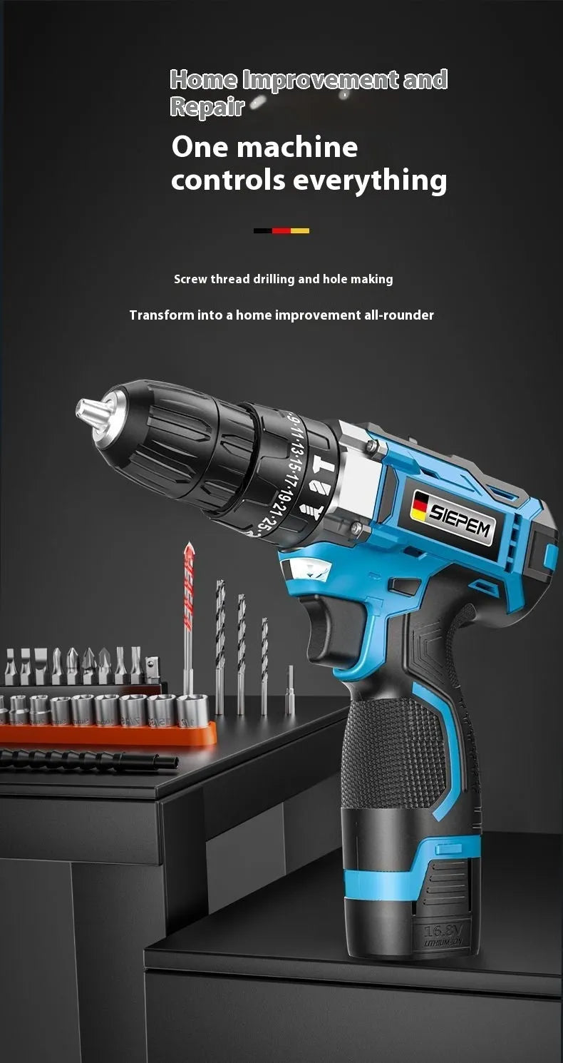 12V dual speed impact pistol drill electric screwdriver with plastic storage box and luxury packaging