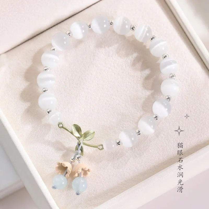Electroplated opal beaded bracelet for women with diamond-shaped beads in various colours