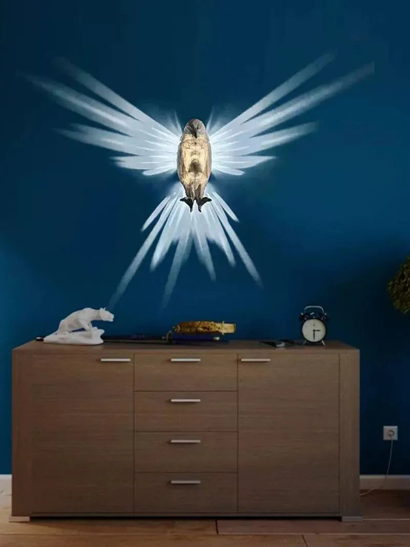 Eagle shape 3D printed wall lamp creating shadow art lighting for home decor