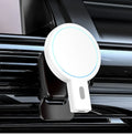 White mobile magnetic absorption wireless charger with compact dimensions and PD charging protocol