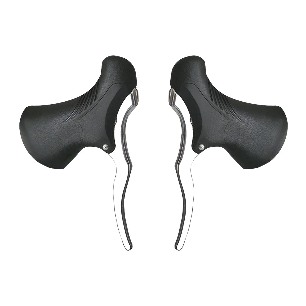 Pair of aluminium alloy road bicycle brake handles in black or black-silver colours