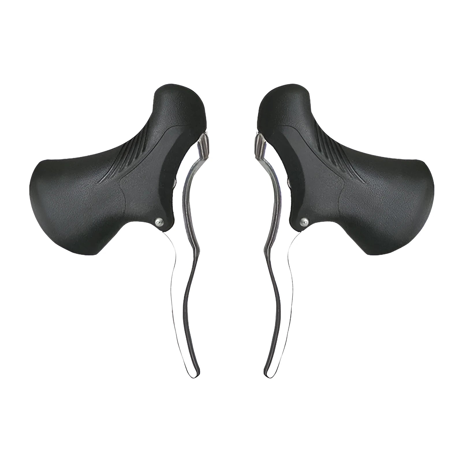 Pair of aluminium alloy road bicycle brake handles in black or black-silver colours