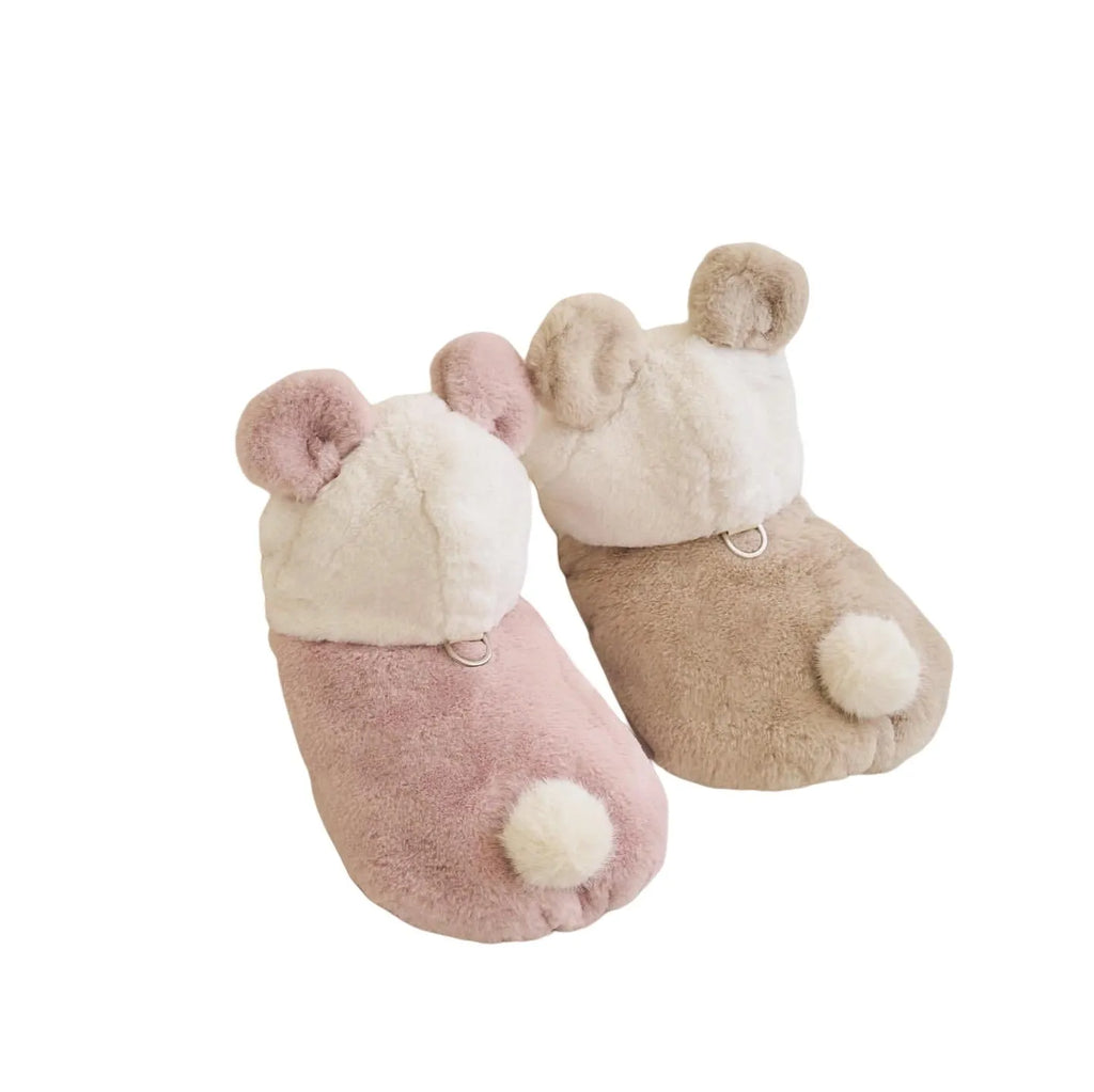 Light pink polyester warm coat for a dog or cat, showing casual costume style.