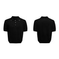 Men's loose fit short sleeve shirt with double collar lapel design in polyester knit fabric