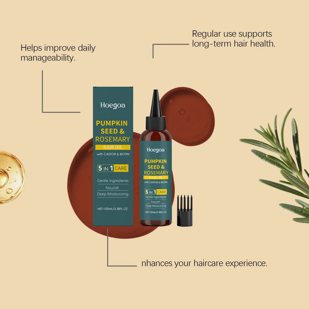 Rosemary hair essential oil bottle with pointed nozzle and hair comb