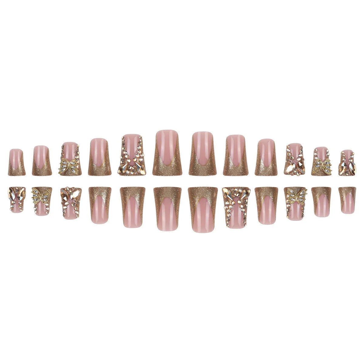 Golden diamond debris butterfly pattern nail stickers with jelly glue bottle