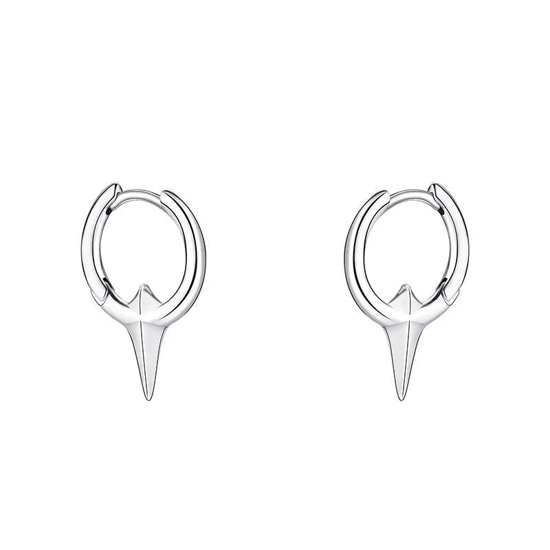 Geometric star-shaped ear clips for women with white gold plating in platinum colour