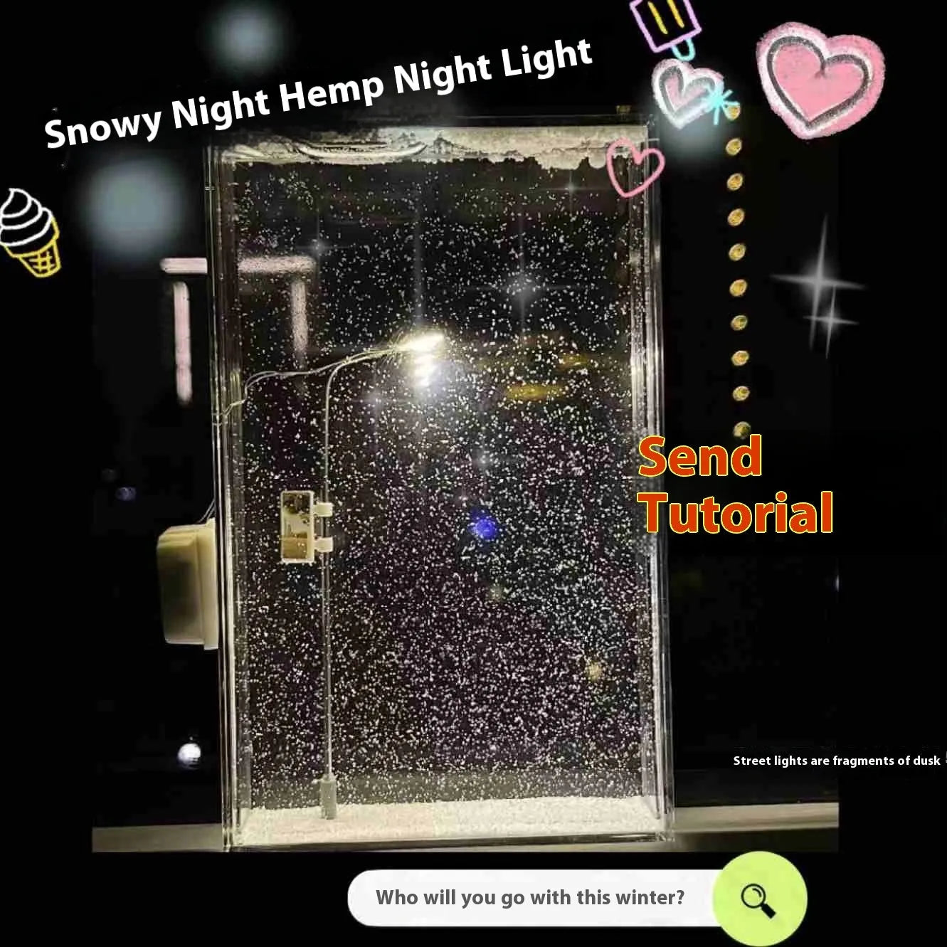 DIY snowy night light kit components for building a small street lamp Christmas desktop decor