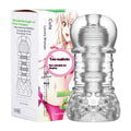 Transparent TPE airplane bottle male penis exerciser with seven stage options