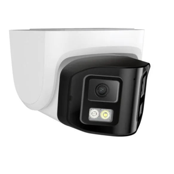 4MP dual-lens panoramic CCTV camera with safety belt design and IP66 rating