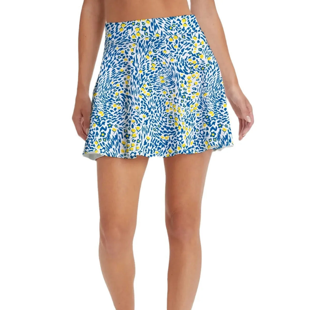 Women's high-waist half-length sports skirt in blue for golf tennis badminton