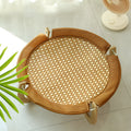 Brown woven rattan pet hammock bed elevated 17.5cm for cats and small dogs