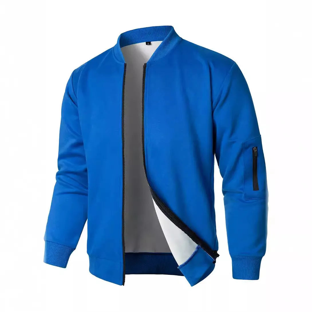 Men's loose-fit cotton knitted jacket with polyester lining in business casual style