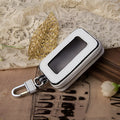 White genuine leather car key case square vertical model 8.3x5x2cm