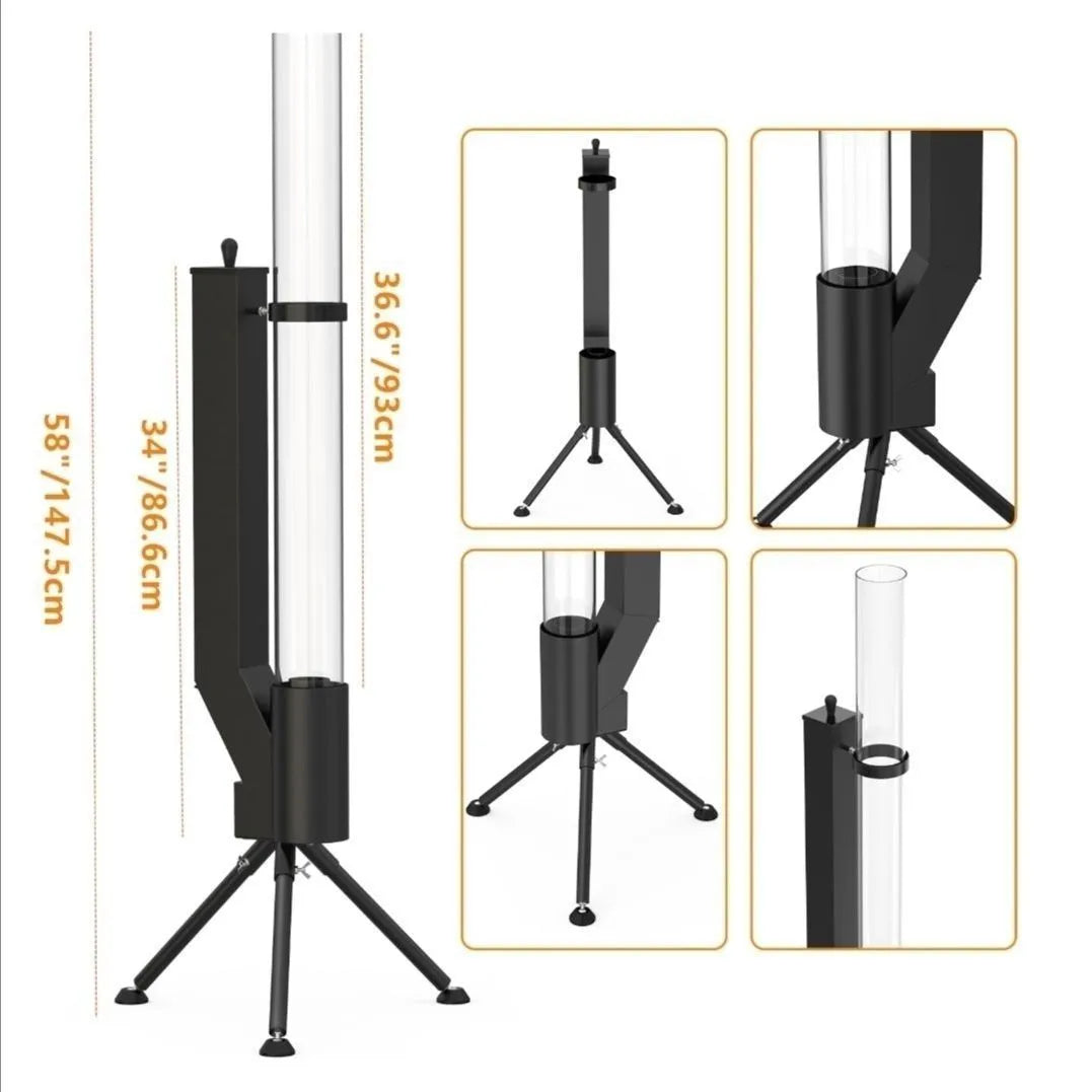 Vertical iron wood burning rocket furnace heating stove for outdoor courtyard installation