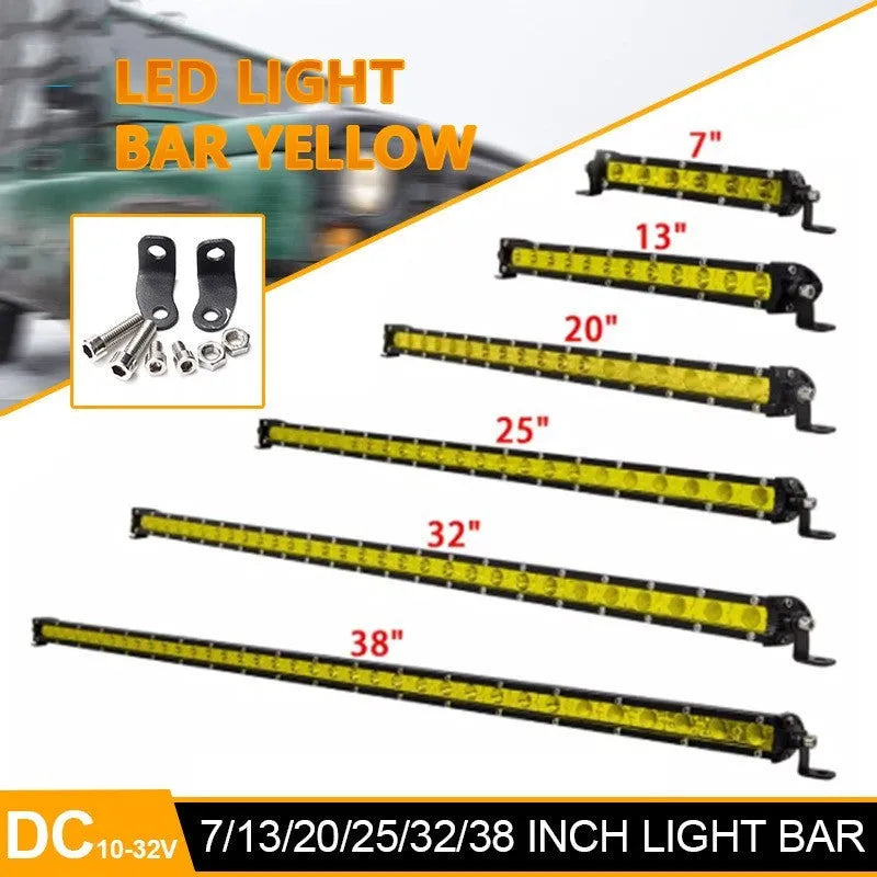 25-inch single row LED light bar for cars with aluminium housing and mounting brackets