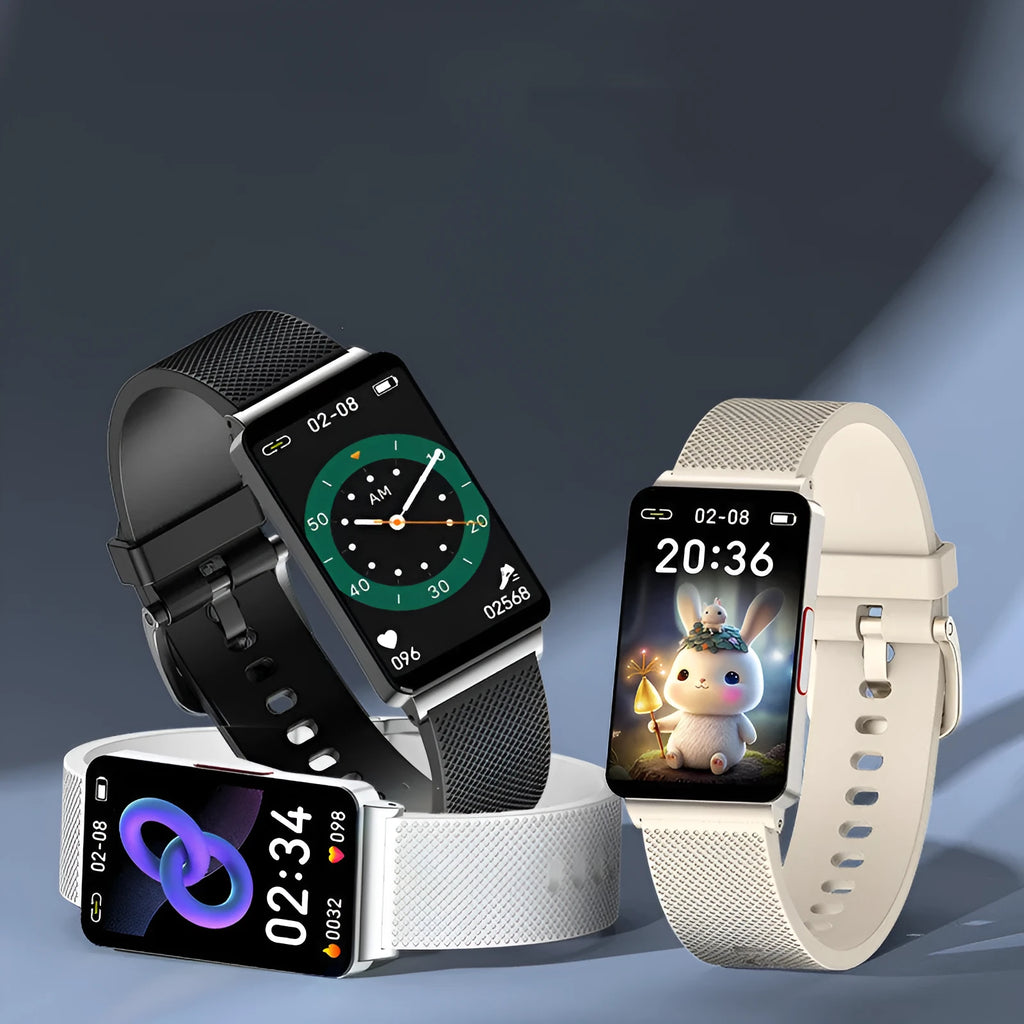 EP08 smart health monitoring bracelet with touch screen display on TPU wrist strap