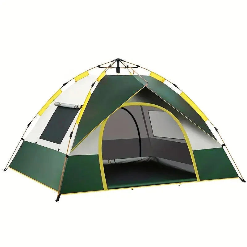 Dark green silver glue camping tent for 3-4 people with automatic quick-open design