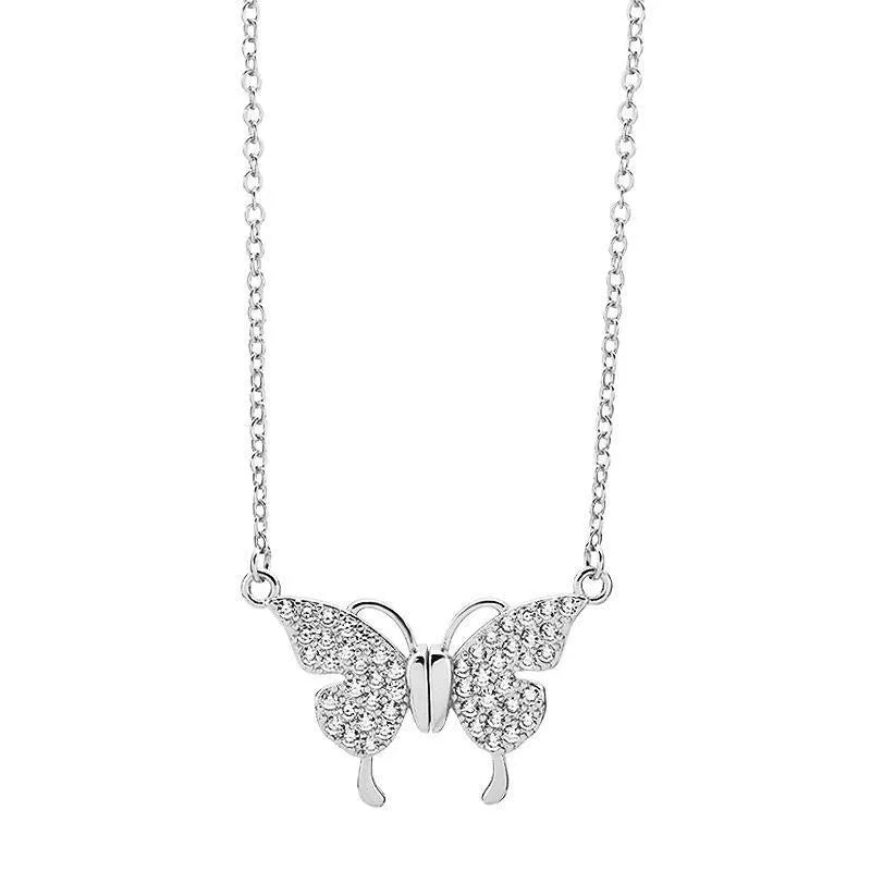 Gold and silver magnetic clasp butterfly necklace on twisted titanium steel chain
