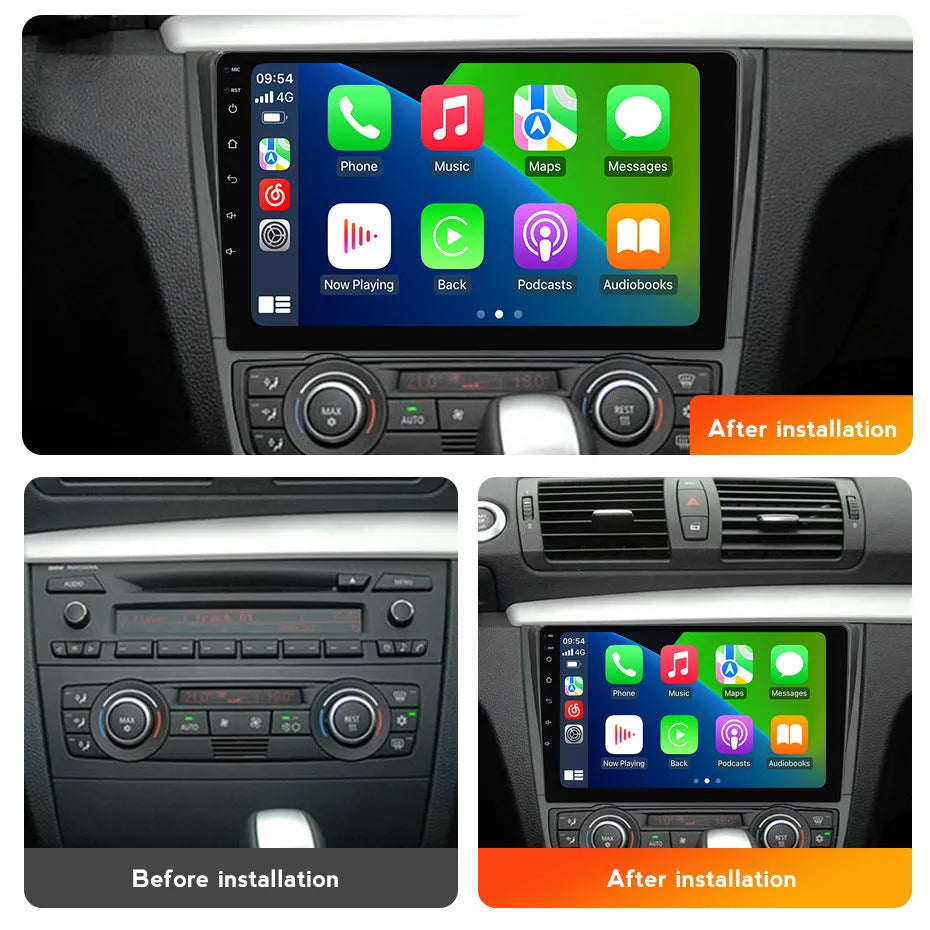 9-inch Android car navigation and central control touchscreen unit for BMW E87 vehicles.