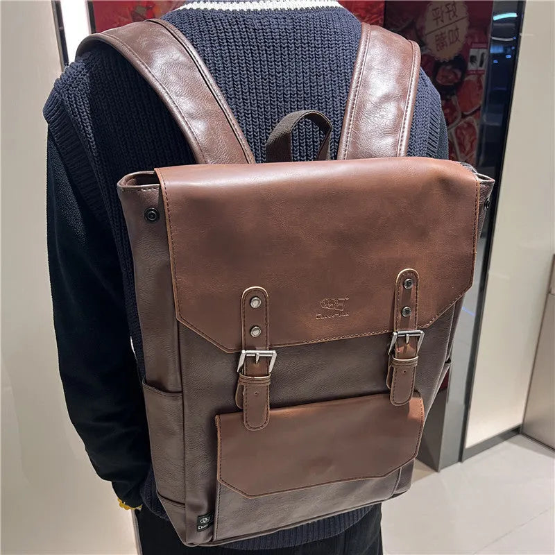 Unisex large capacity backpack in breathable PU material suitable for business travel and college use