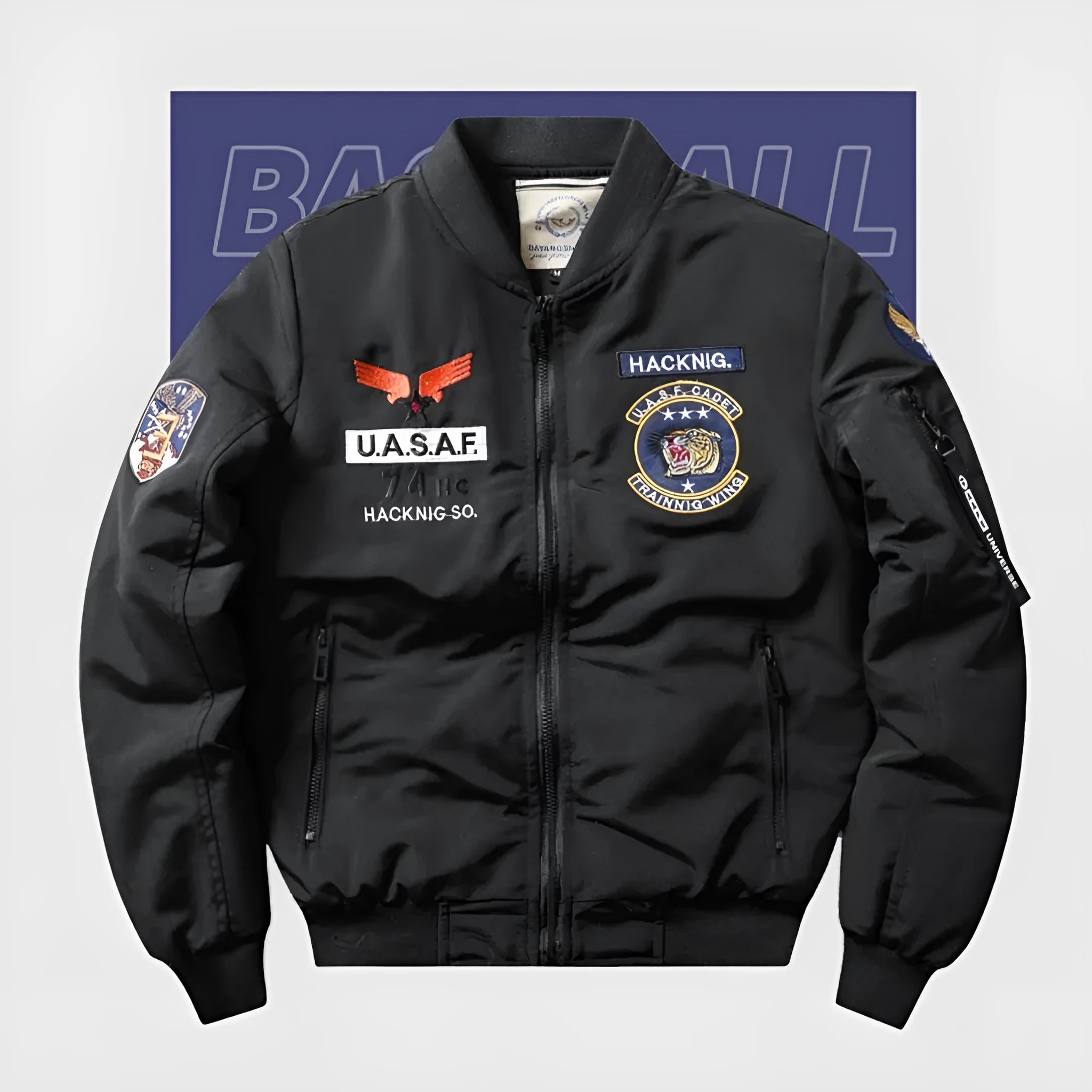 Men's slim-fit stand collar Harley Davidson retro style cotton-padded motorcycle coat with embroidery