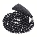 Geometric agate tassel necklace with colourful stone beads on adjustable 95-100cm chain