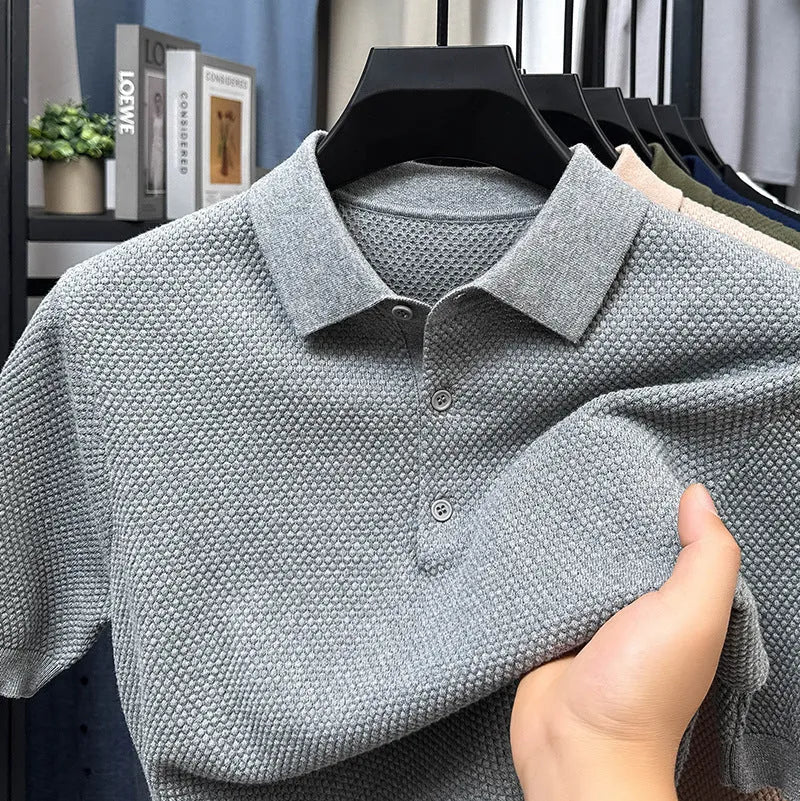 Loose-fit short sleeve cotton pullover sweater in a choice of six colours