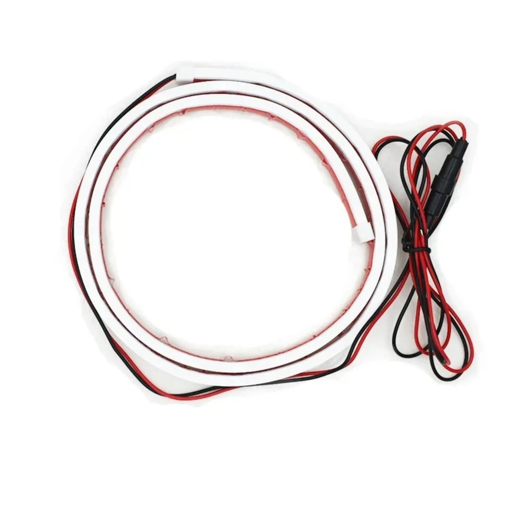 Car daytime running lights LED strip with start scan function in silicone housing showing white illumination