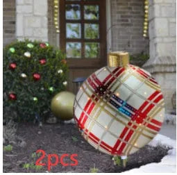 Large 60cm diameter inflatable PVC Christmas ball decoration for outdoor tree hanging