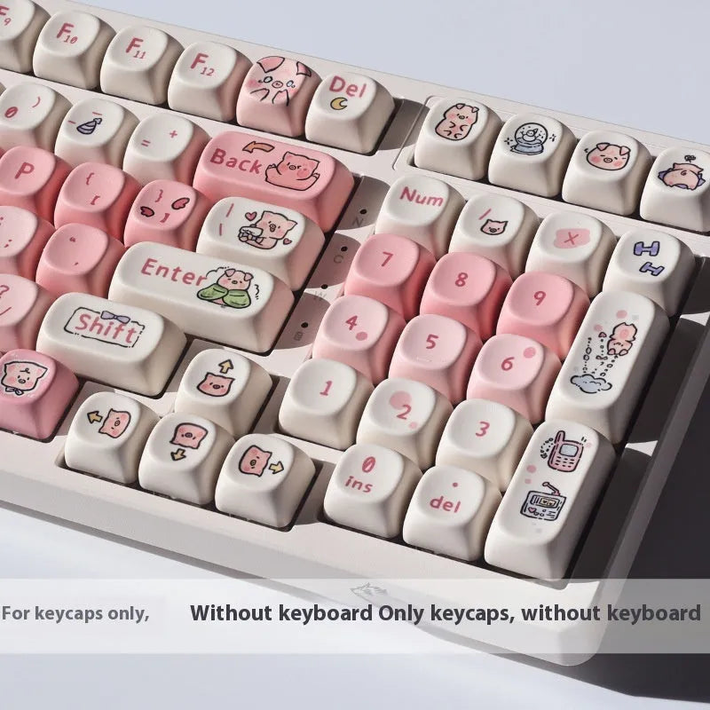 Pink fragrant pig design PBT plastic key cap for mechanical keyboards with MOA profile