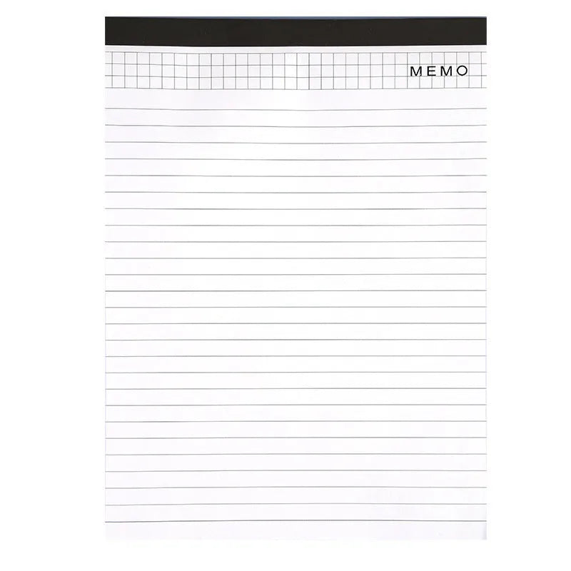 A4 tearable notebook with grid-lined paper and wireless adhesive binding