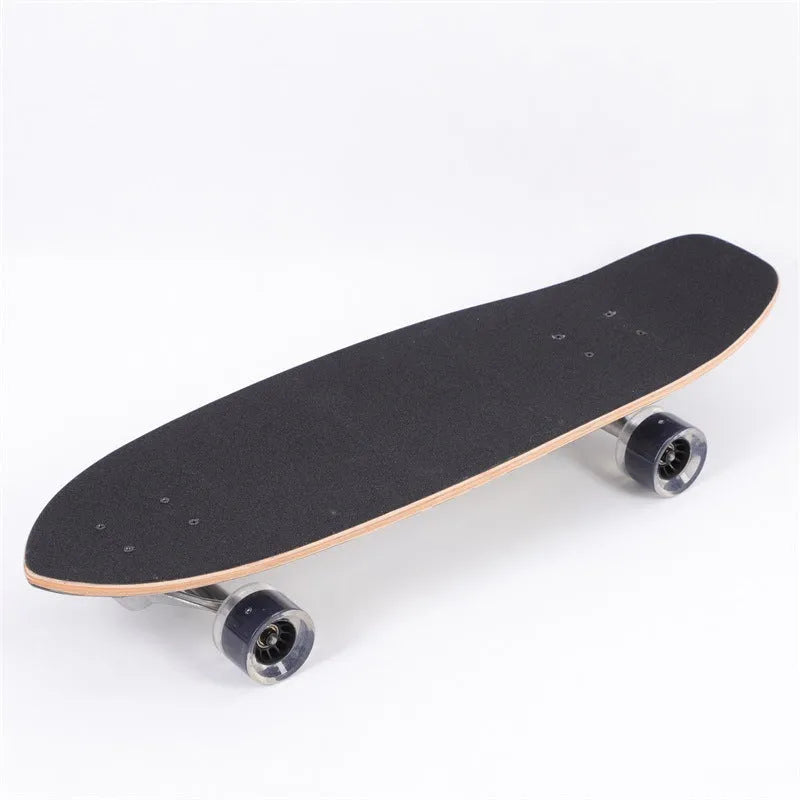 White 31-inch maple wood street scooter with traditional kicktail design