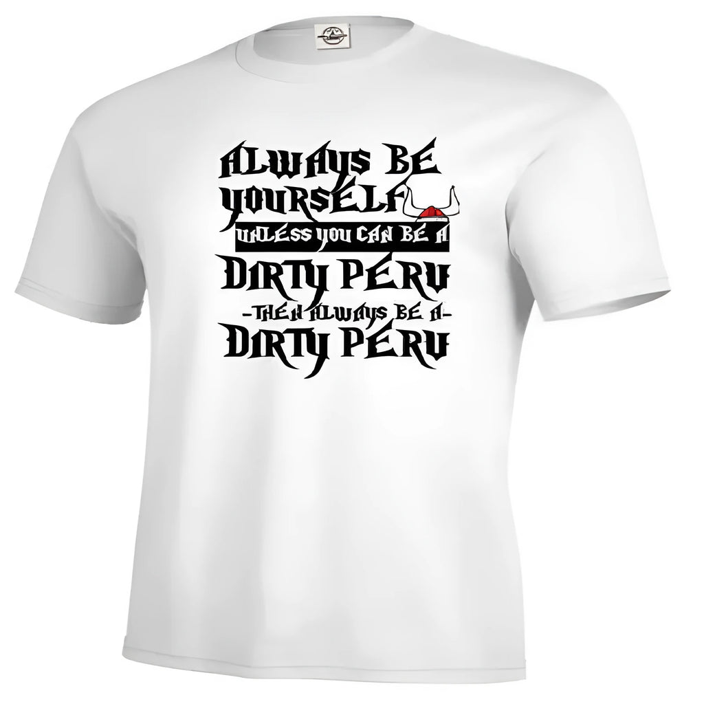 Men's solid white printed short sleeve casual t-shirt on a hanger.