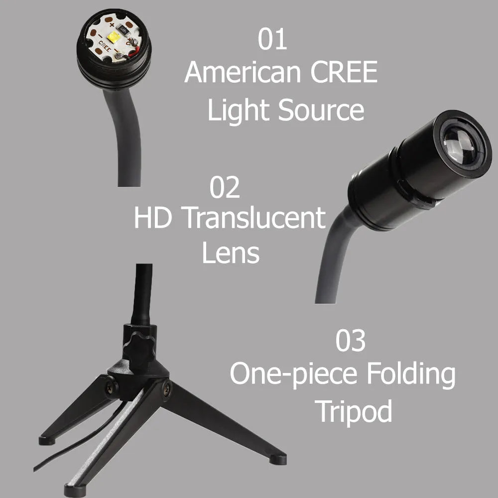 Adjustable Earth and Moon projection night light with USB cable on a desk