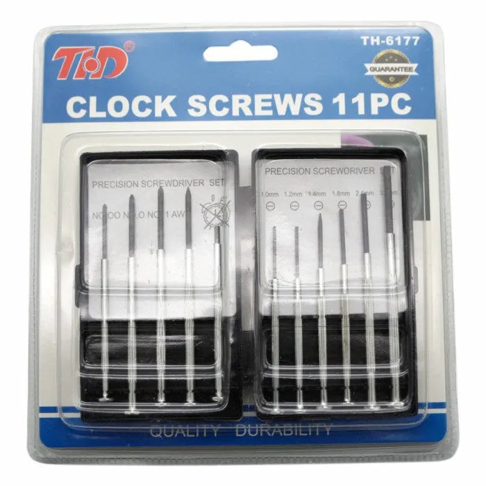 TH-6177 11-piece clock screwdriver set with cross and slotted heads for electronics repair
