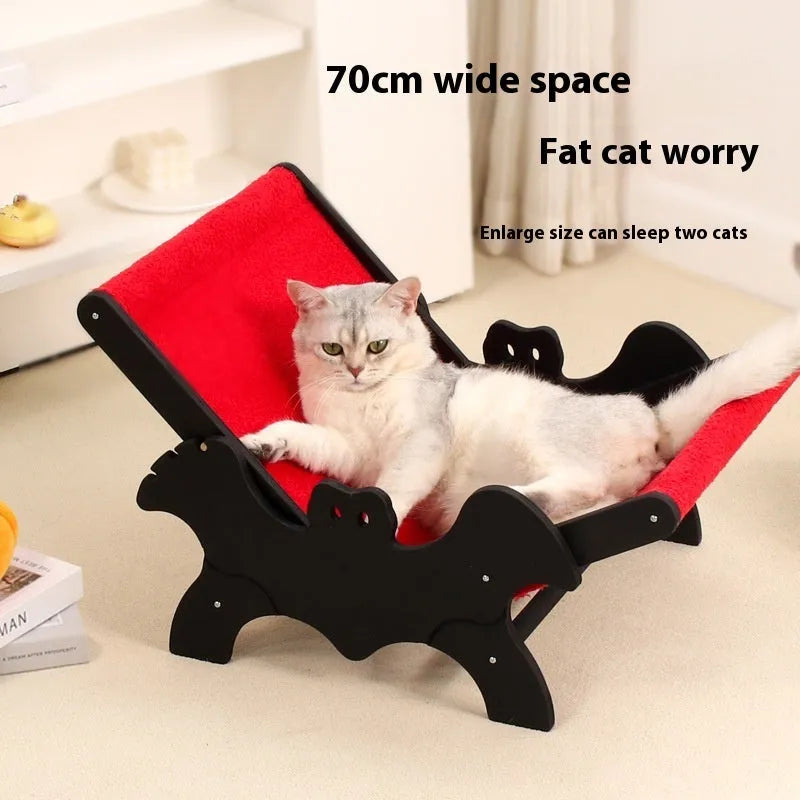 MW-054 wooden cat lounge chair pet bed in black or red colour.