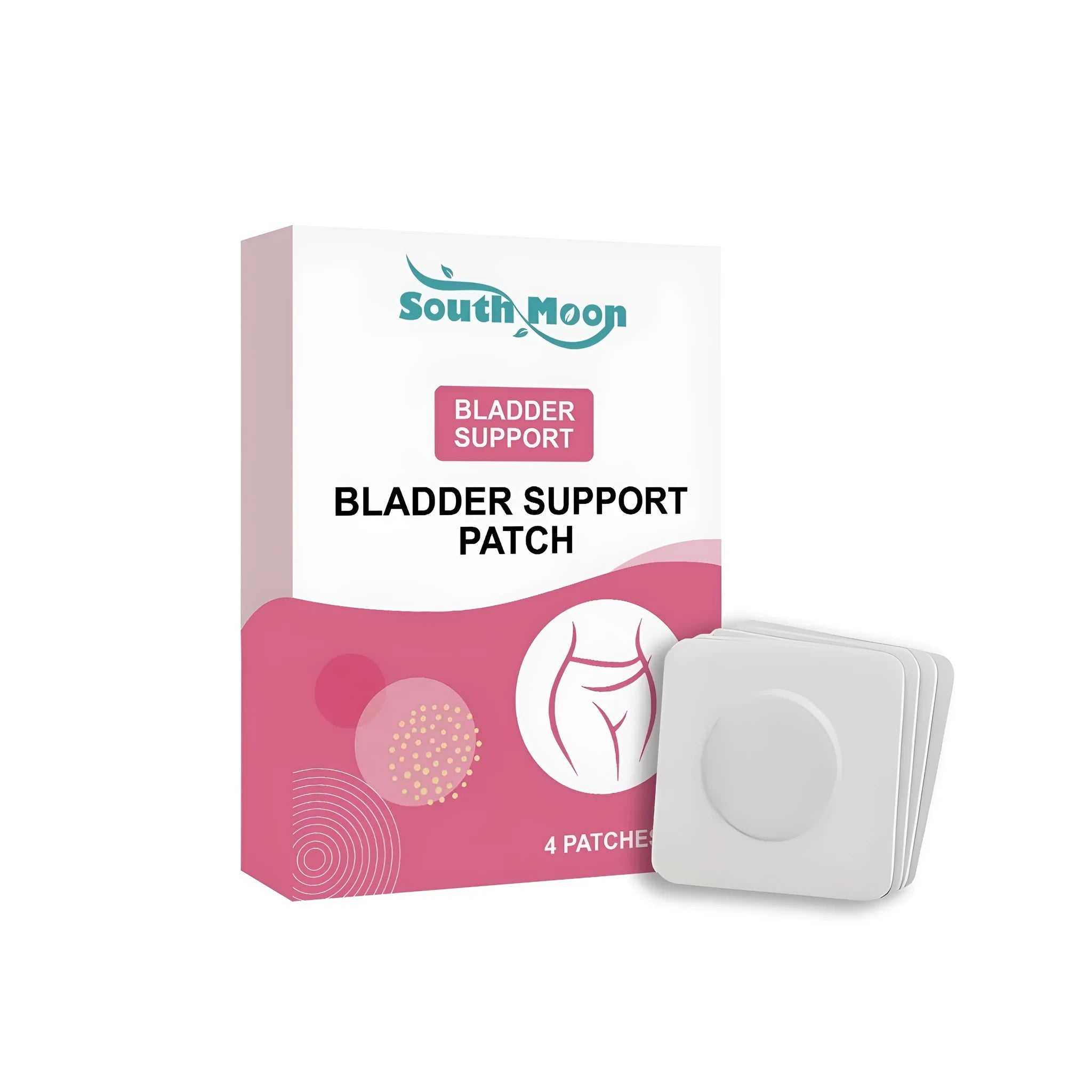 Pack of four bladder care gel patches with natural ginger, mint, and aloe ingredients.