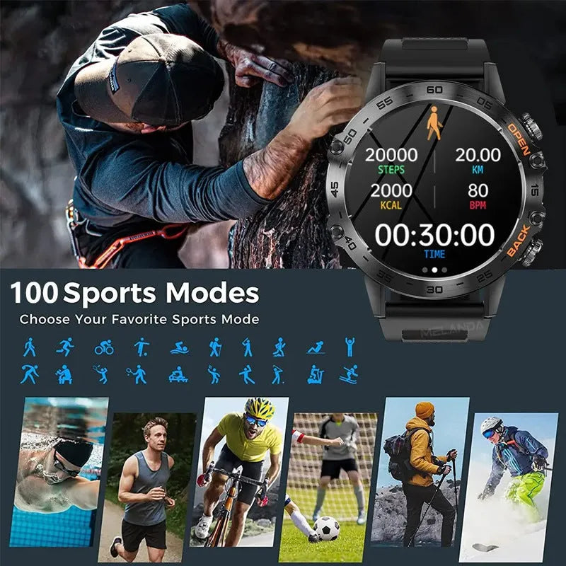 Bluetooth calling smart watch with touch screen and multiple colour options for outdoor use