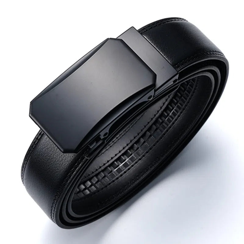 Genuine leather men's belt and wallet combo set with alloy buckle in black and brown, includes gift box