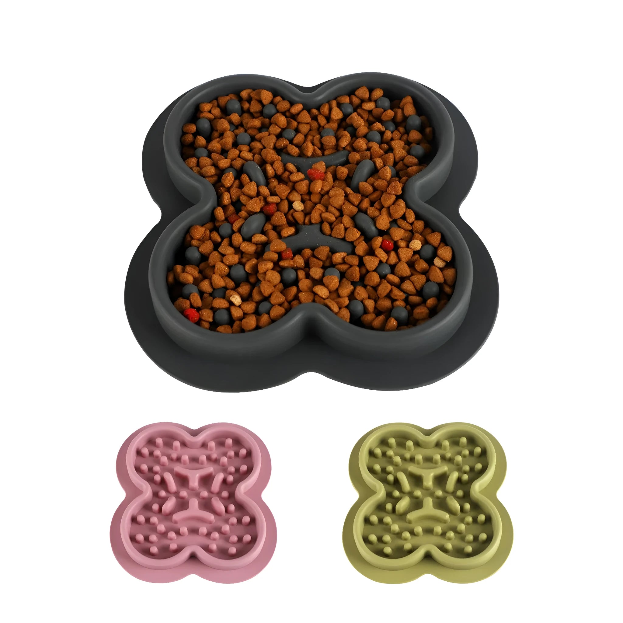 Silicone pet licking pad with textured surface and non-slip base for slow feeding