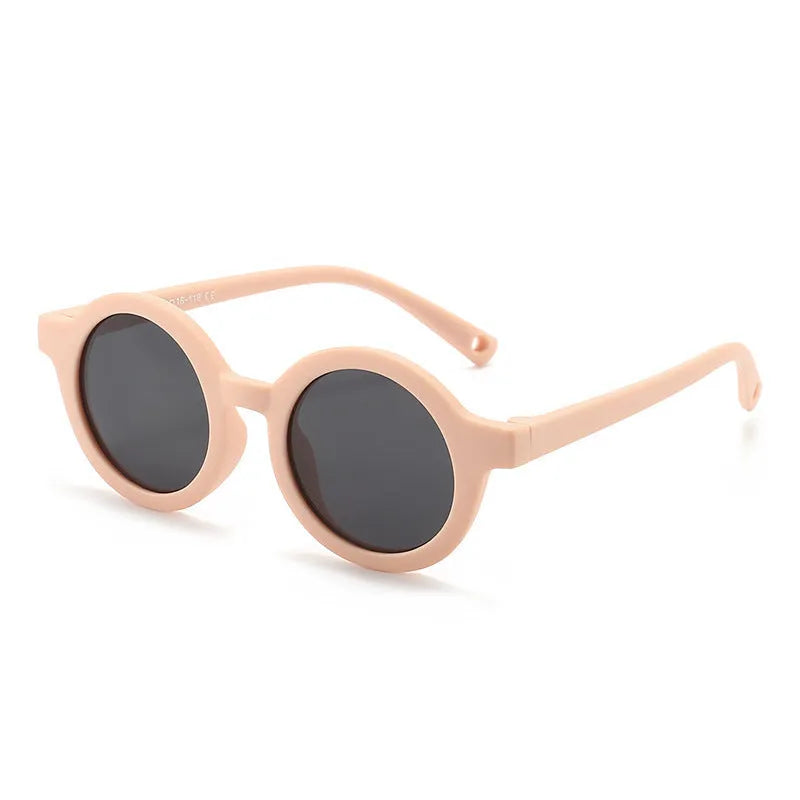 Children's silicone sunglasses for toddlers 0-3 years with round frame and UV400 protection