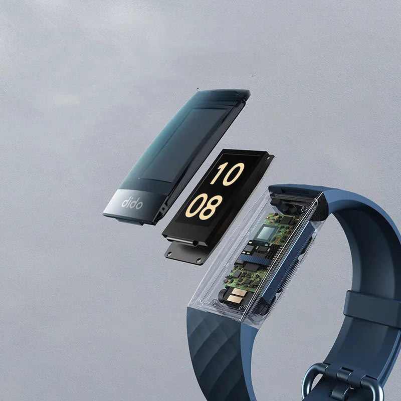 Y6 Black smart bracelet for blood pressure and ECG monitoring on a wrist, showing 1.1-inch screen.