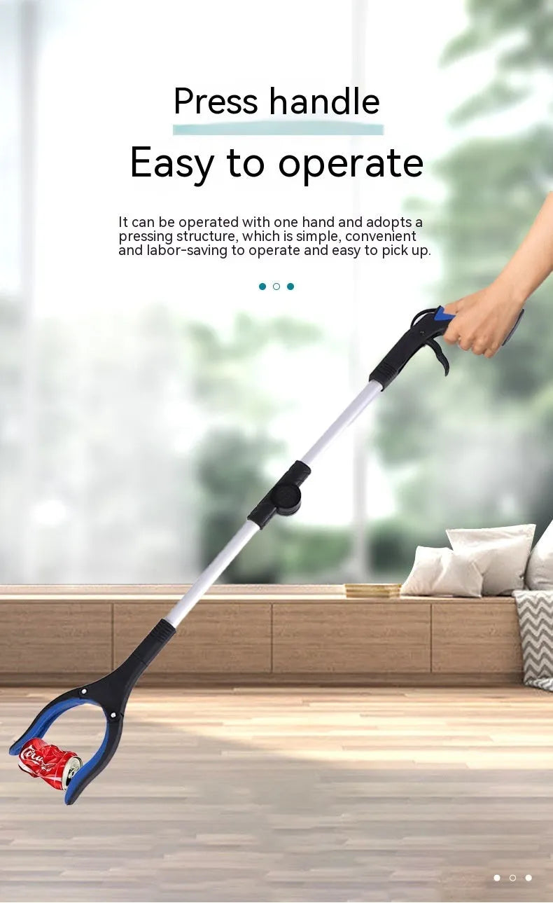 Foldable aluminium garbage clamp with magnet sucker showing blue handle colour