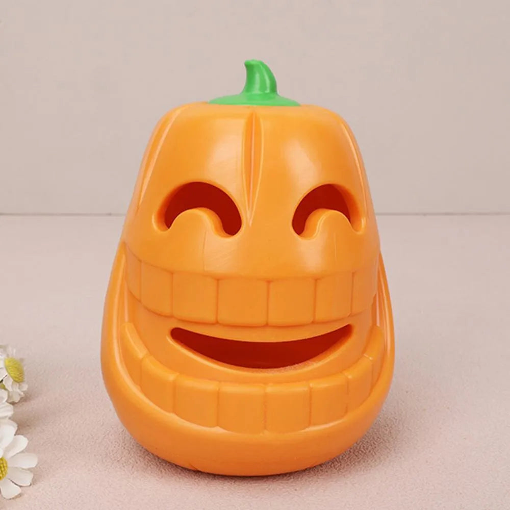 Yellow TPR pumpkin-shaped durable dog chew toy for aggressive chewers