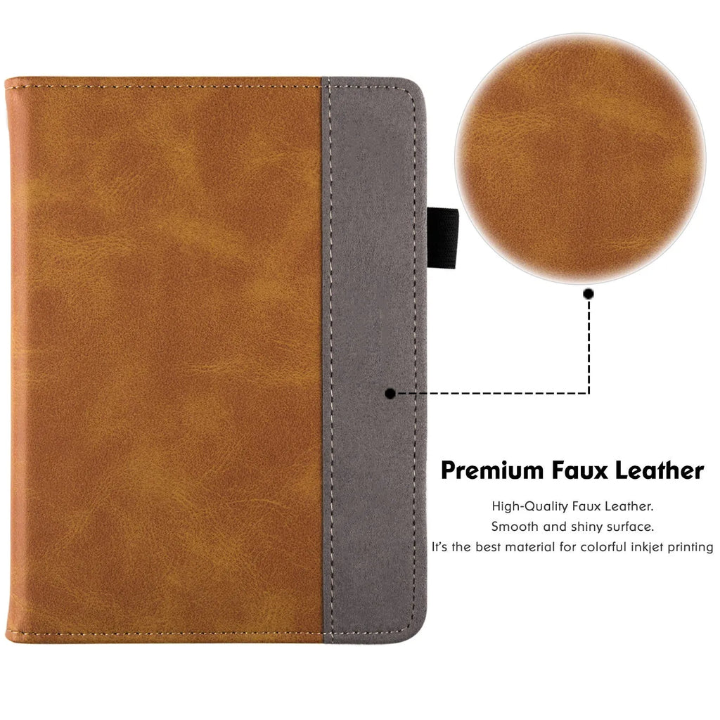 Kindle Paperwhite leather case with integrated wrist strap in a choice of colours including black calfskin.